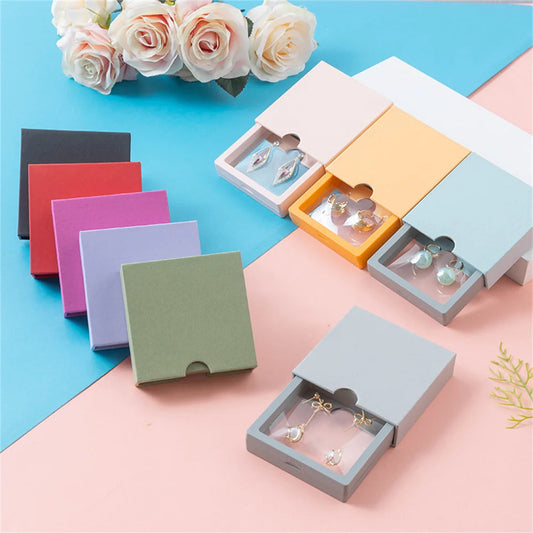 Colorful 3D Floating Frame Shadow Box Jewelry Display Boxes Bracelet Necklace Ring Pendant Holder Case Packaging Drawer Gift