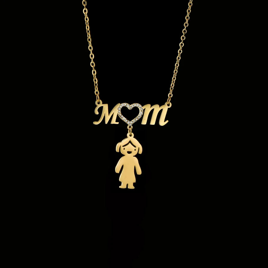 Sifisrri New Personalized Engrave Family Mom Zircon Heart Names Necklace for Women Stainless Steel Choker Chain Jewelry Gift Valentines Gift