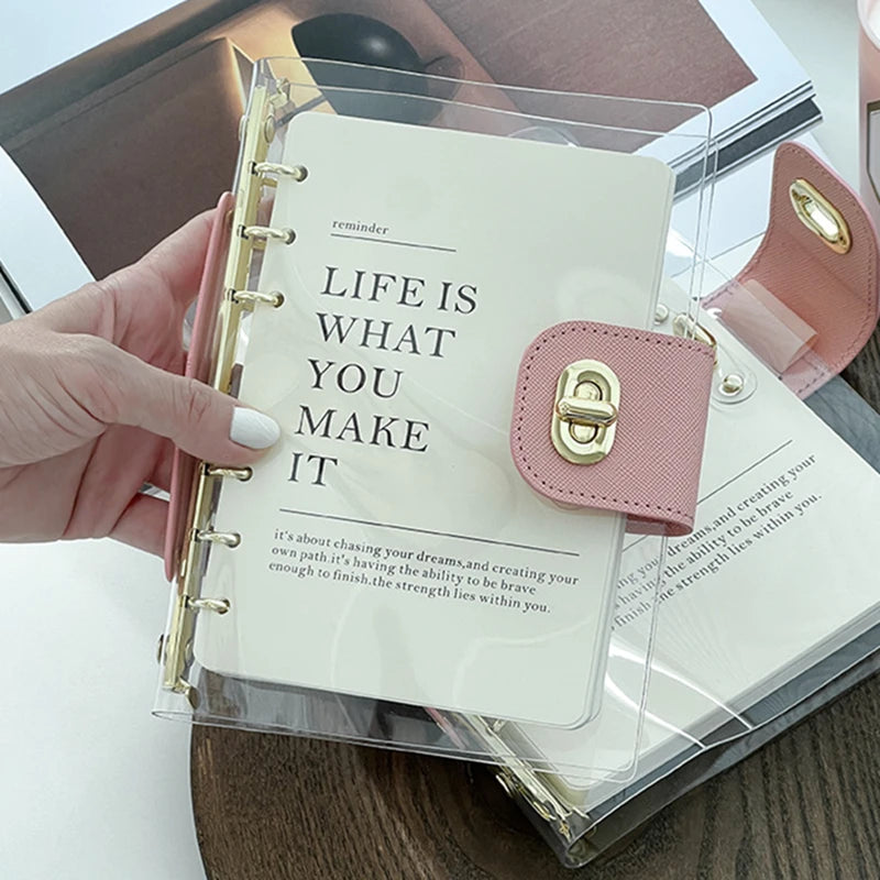 A5/7 Transparent Pvc Binder Notebook Journal Exquisite Senior Bussiness Office Planner Diary Travel Journal School Stationery