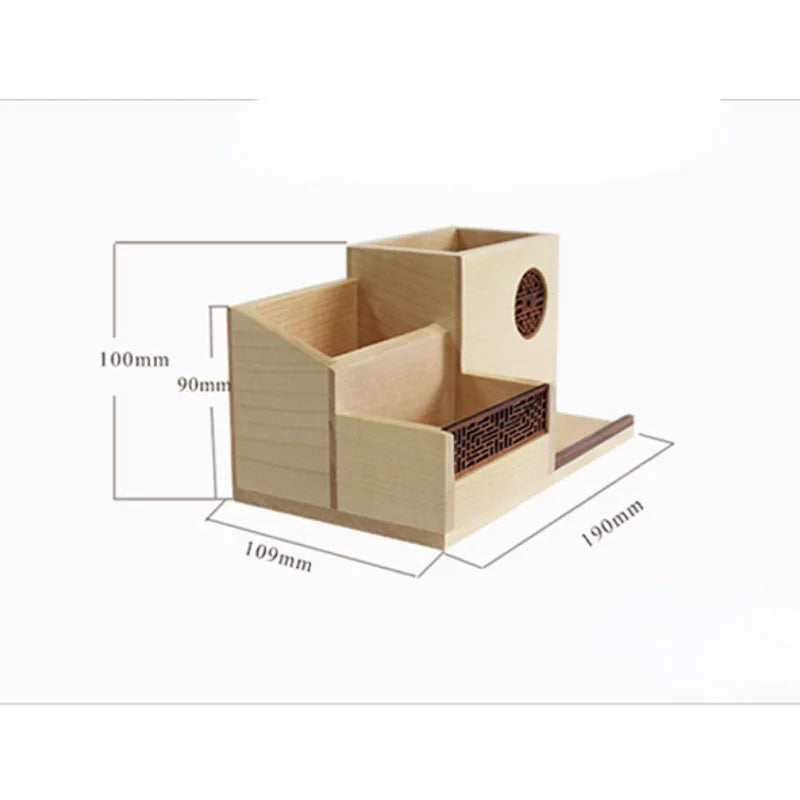 2022 Desktop Finishing Box Wooden Office Stationery Storage Box Pen Holder Creative Combination Multi-function Pen Holder