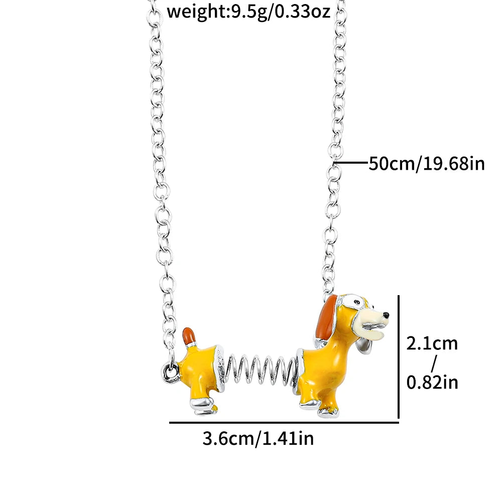 Disney Toy Story Necklace Cute Cartoon Figure Slinky Dog Metal Pendant Necklace Collar for Kids Kawaii Jewelry Accessories Gifts