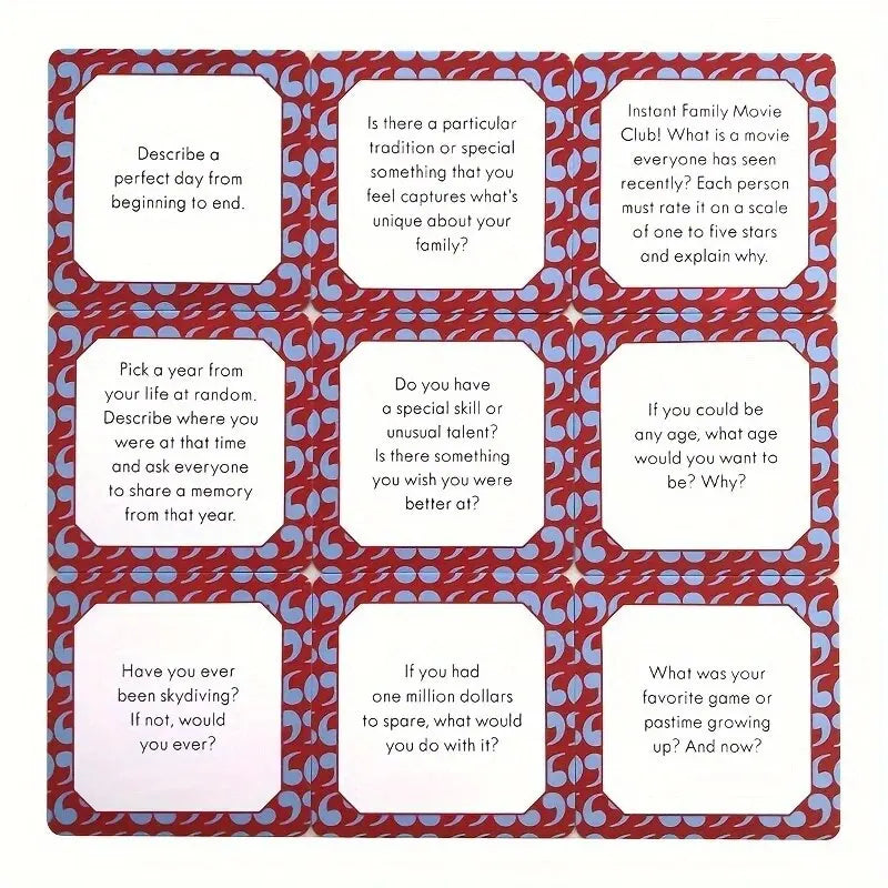 Table Card Game for Family Gatherings 50 Conversation Cards After Dinner Amusements Game Portable Camping and Holiday Games