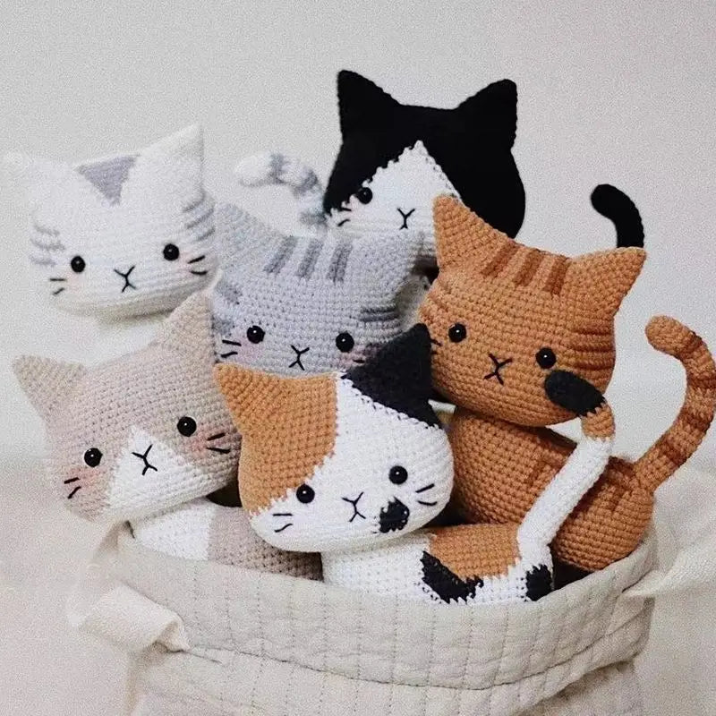 Beginners Handmade Crochet Diy Cat Material Bag Unpack Boredom By Hand Knitting Diy Wool Crochet Cute Cat Pendant Keychain