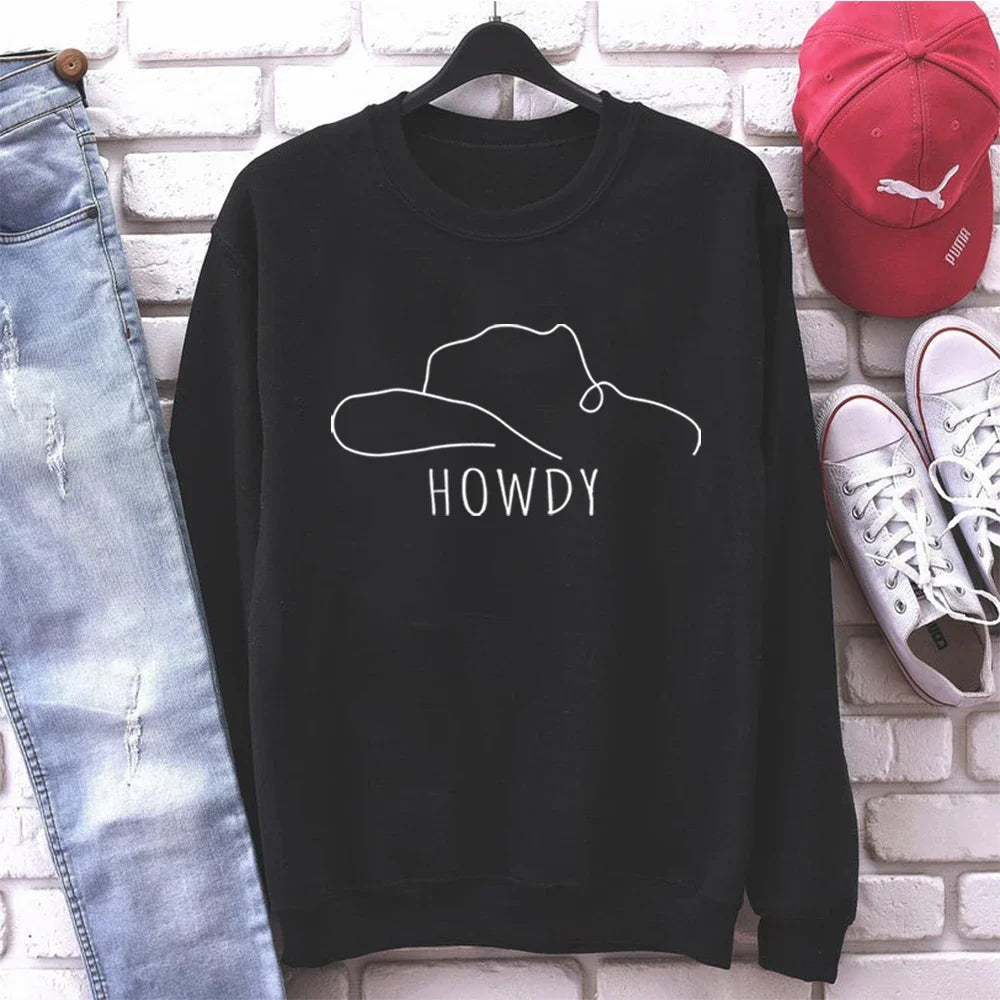 Fashion Cowgirl Style Christmas Gift Hoodies Howdy Hat Sweatshirt Country Western Shirts