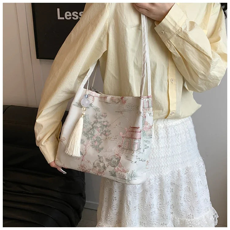 Exquisite Retro Embroidery Shoulder Bags High Quality Sense of Luxury Unique Design Tote Bags for Women 2024 Hot Chinese Style