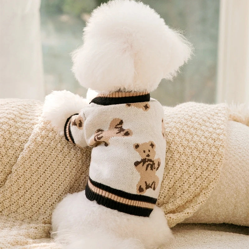 Luxury Dog Clothes for Small Dogs Winter Warm Dog Sweater Chihuahua French Bulldog Clothing Pet Items Knitted Cardigan Sweater