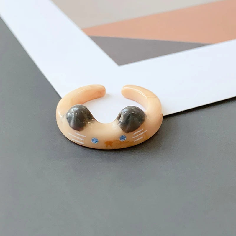 Cartoon Cute Cat Ring for Children 2023 New Personality Design Funny Korean Sweet Girls Finger Rings Exquisite Jewelry Decor