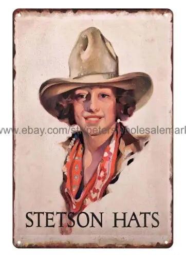 Stetson Hats Cowgirl metal tin sign room decoration restaurant pub