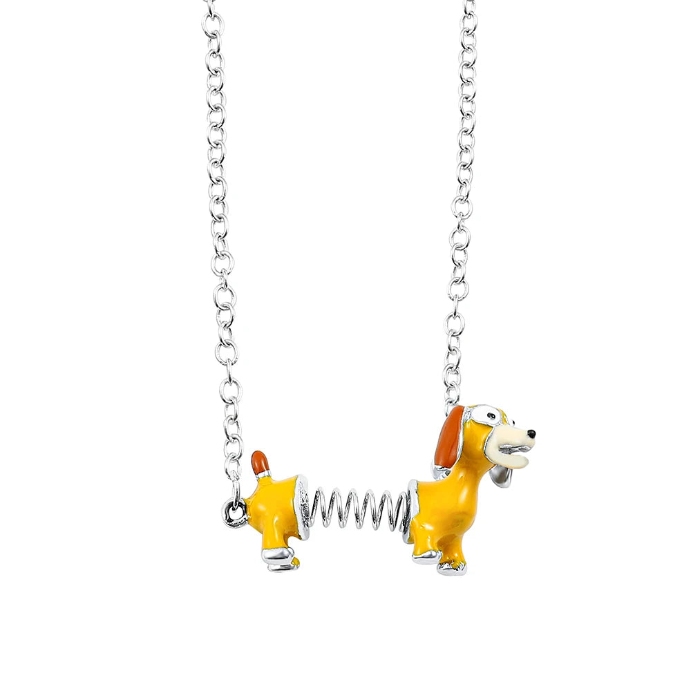 Disney Toy Story Necklace Cute Cartoon Figure Slinky Dog Metal Pendant Necklace Collar for Kids Kawaii Jewelry Accessories Gifts