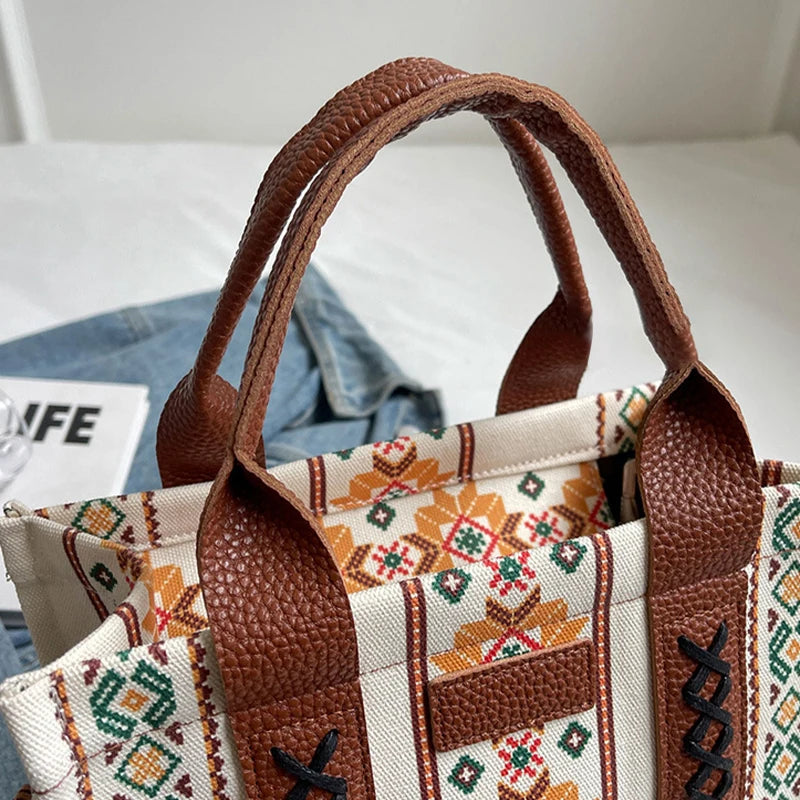 Luxury Designer Handbag for Women Shoulder Messenger Sacs Female Cotton and Linen Print Bohemian Handbag New Small Tote Bags