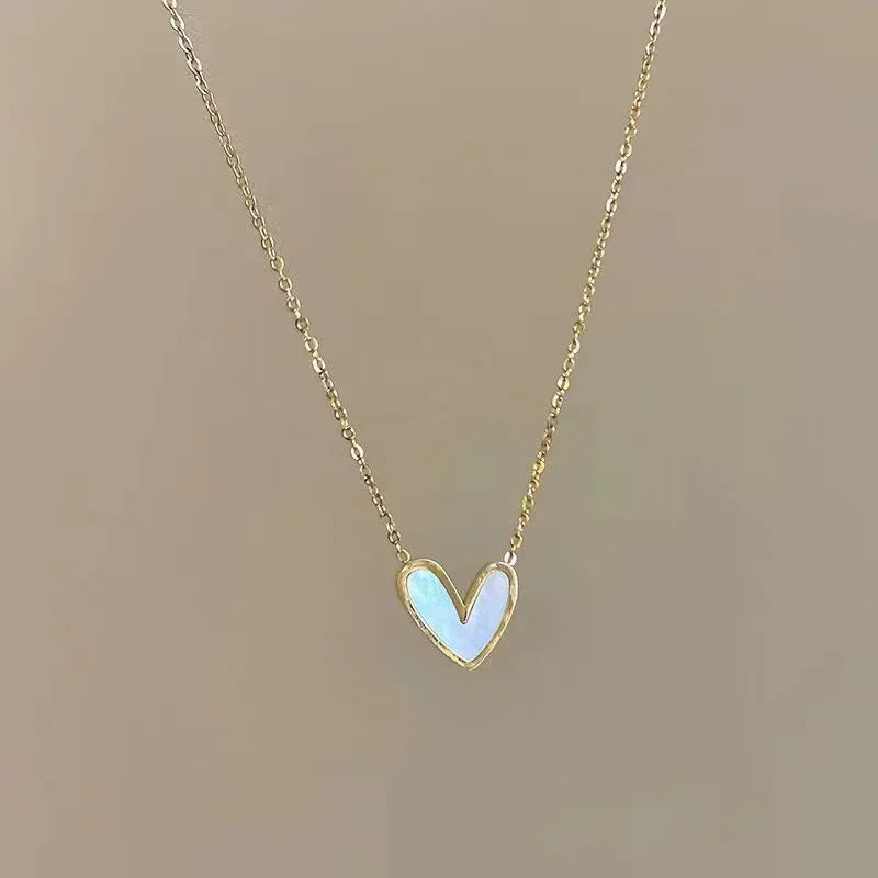 Minimalist Jewelry Pvd Gold Plated Stainless Steel Classic Shell Heart Shaped Shell Necklace for Women Party Wedding