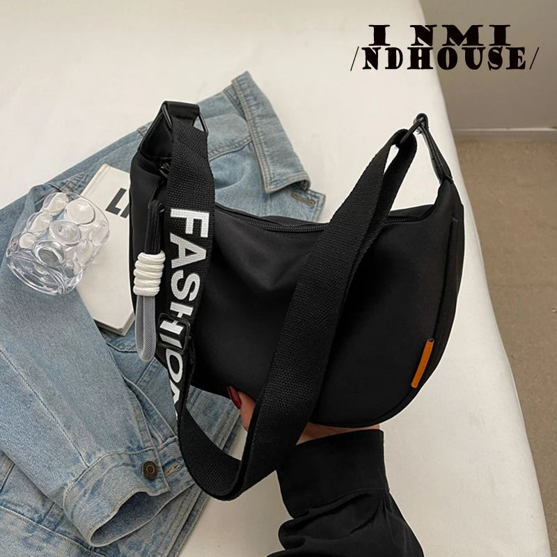 Nylon Hobos Crossbody Bags Solid Casual Zipper Women's Bags 2024 Fashion High Capacity Solid Color Single Shoulder Totes Bag