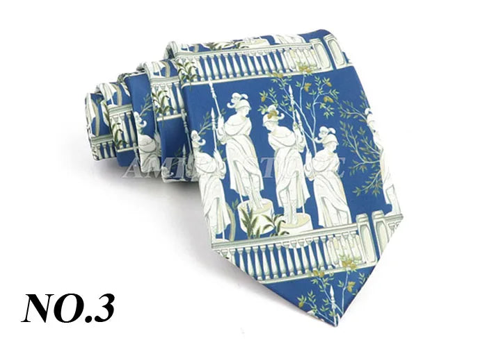 Vintage Imitation Silk Ties Men's Fashion 8cm Graffiti Painting Floral Necktie For Men Wedding Business Soft Printing Tie Wed Gi