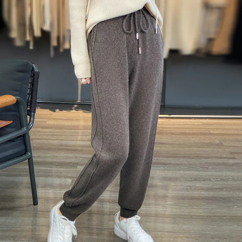 Cashmere Women's Pants Autumn/Winter Thick Warm Andy Cashmere Women's Pants Small Feet Casual Fashion Drawstring Women's Pants