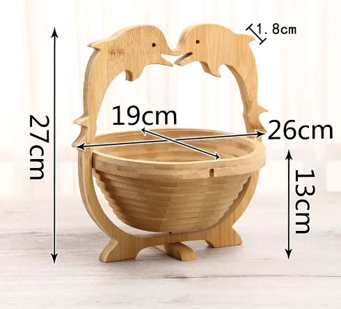 Foldable Fruit Basket Portable Bamboos Creative Snack Plate For Christmas Party Eco-Friendly Food Storage Organizer Kitchen Tool