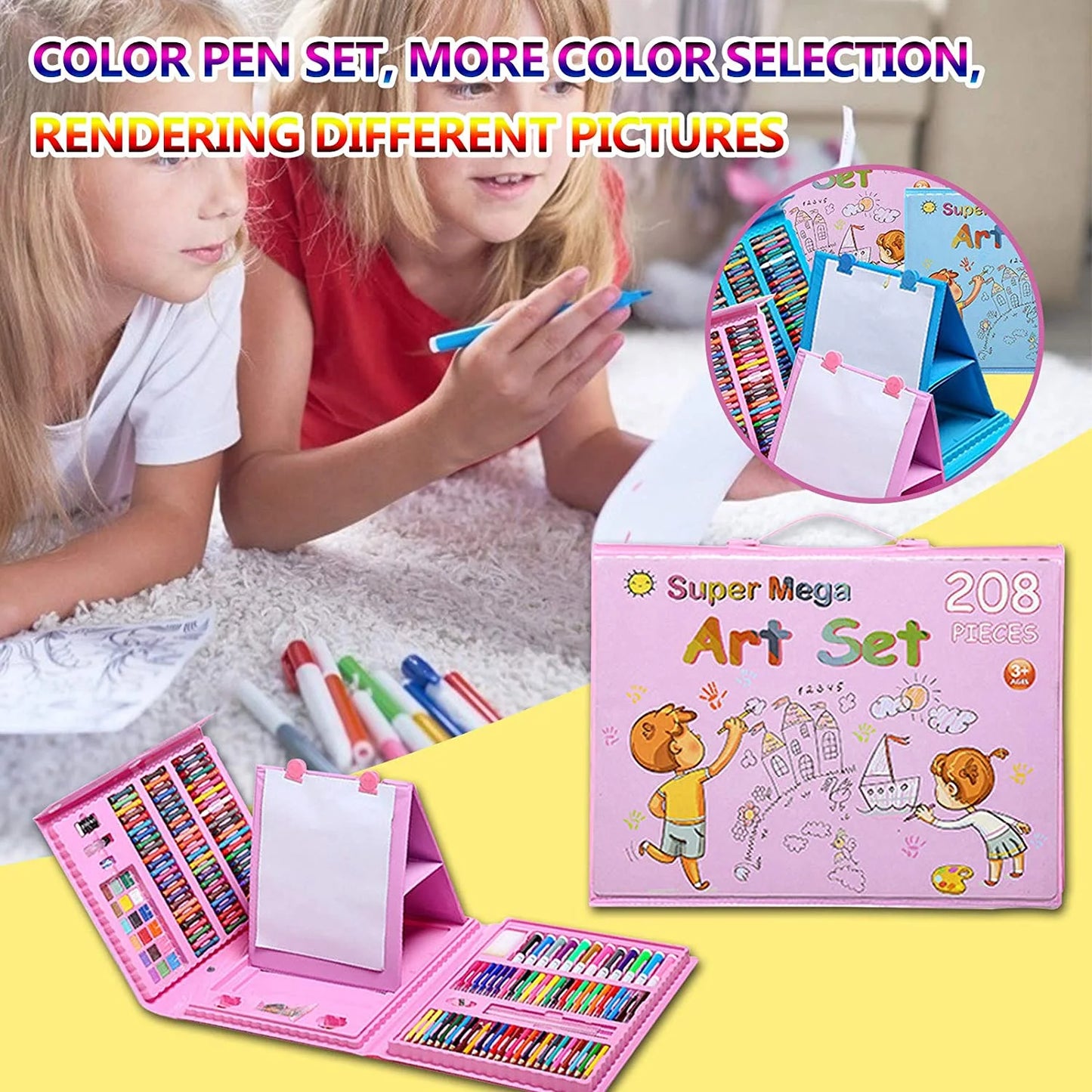 150-208 Pcs Art Set Watercolor Markers Crayons Water Pen Drawing Set Artist Painting Tools For Boys Girls Birthday Gifts