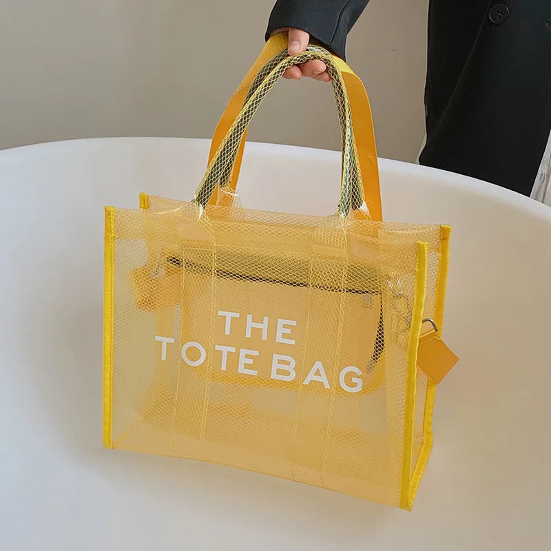 The Tote Bags For Women 2024 Summer New Luxury Designer Handbags Big Clear Beach Shopper Shopping Bag Large Totebag Square Purse