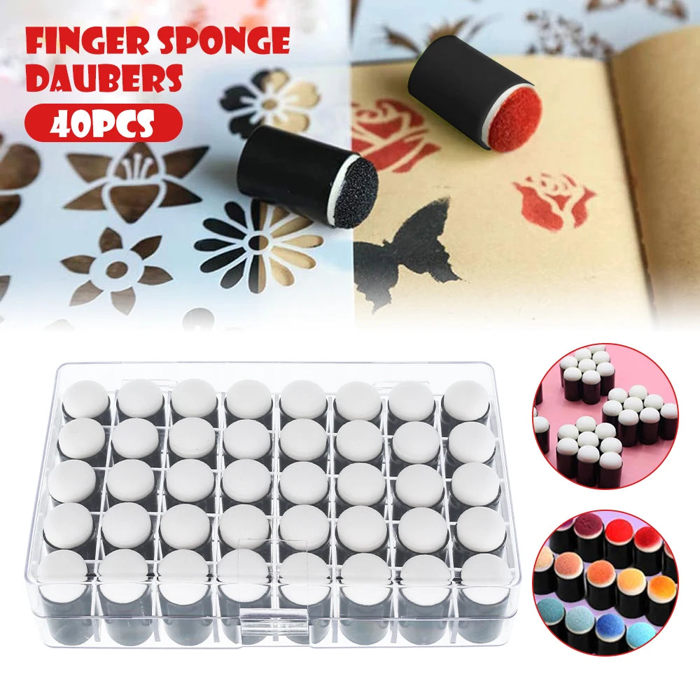 40Pcs/Set Child Finger Sponge Daubers Paint Ink Pads Stamping Brush Handmade DIY Craft Scrapbooking Painting Making Drawing Kit