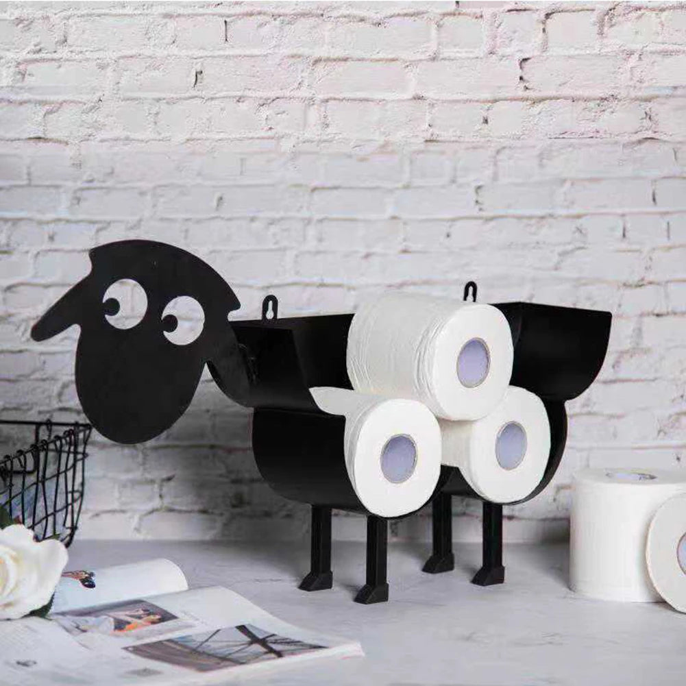 Sheep/Puppy Decor Toilet Paper Holder Free Standing Bathroom Tissue Storage Rack Toilet Roll Holder Paper Bathroom Iron Storage