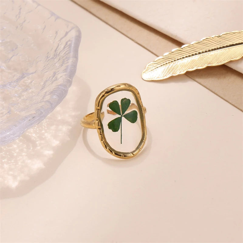 D&Z Ins Retro Women's Fashion Jewelry Eternal Flower Series Stainless Steel Ring Love Accessories Open Ring