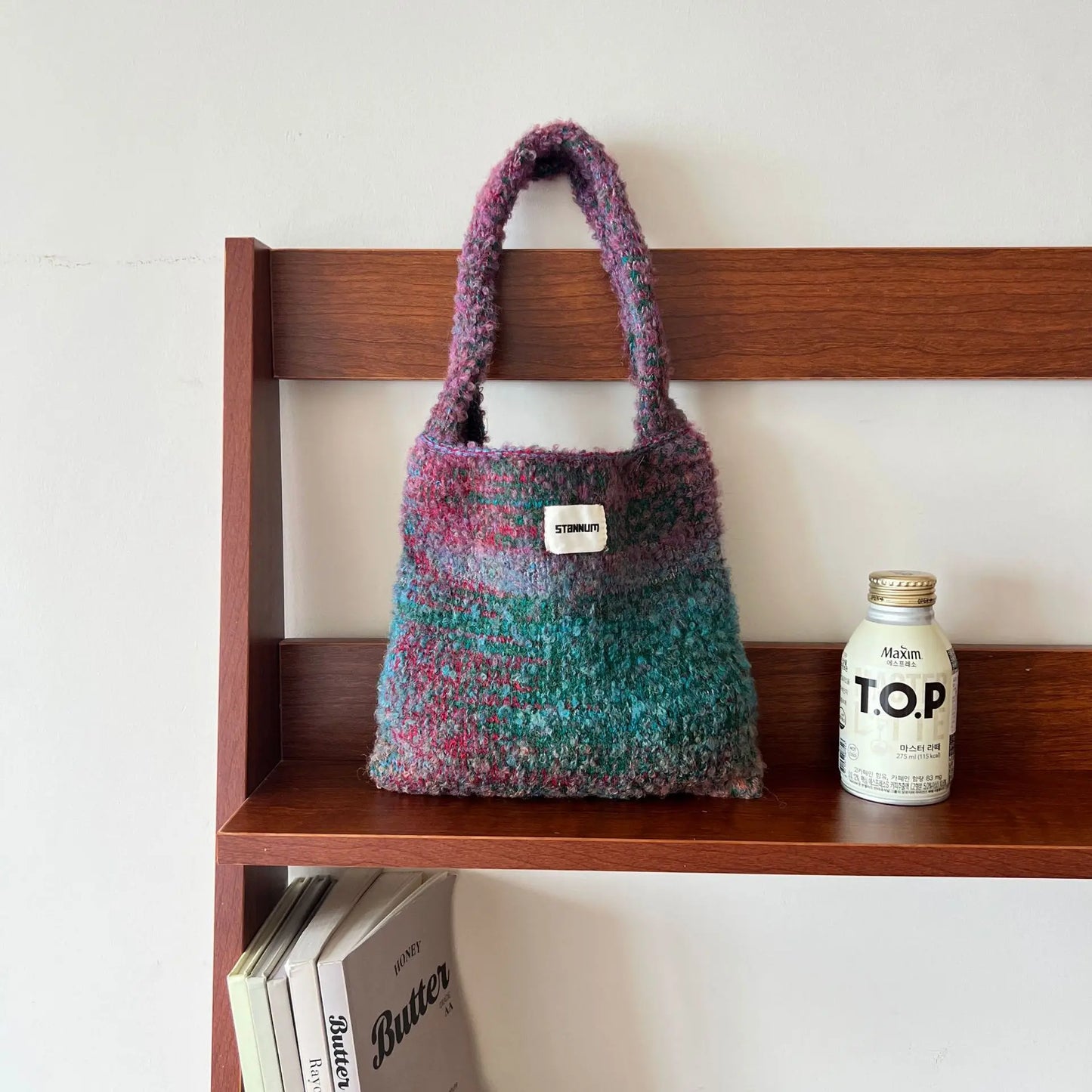 Korean Casual Colorful Crochet Women Shoulder Bags Handmade Knitted Cute Tote Bag Woolen Woven Lady Handbags Shopper Purse