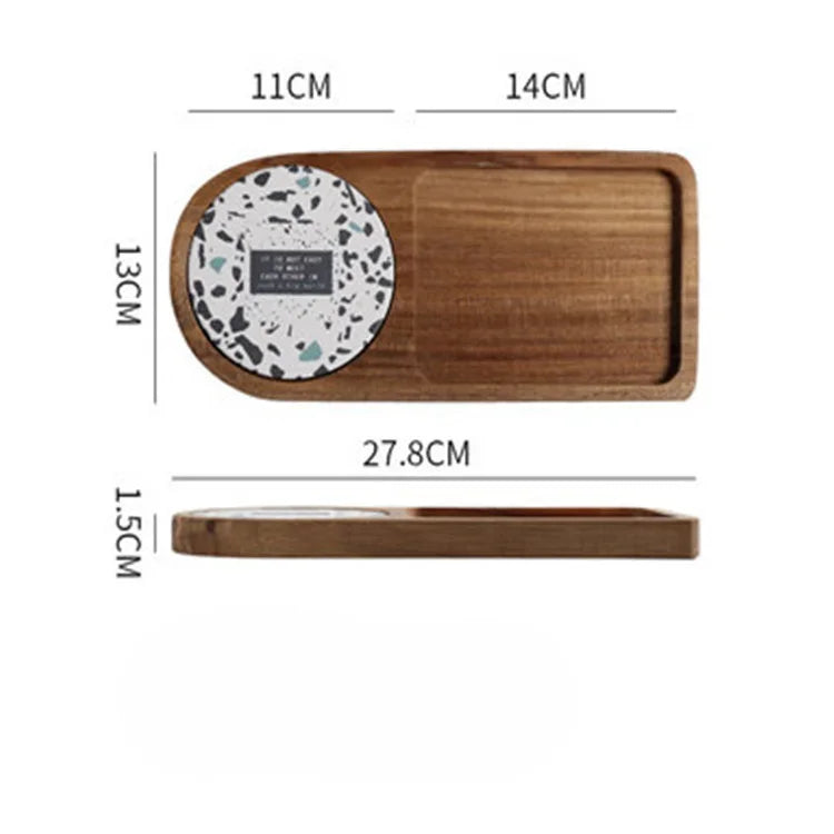 Bread cutlery wooden tray retro pastry dessert afternoon tea snack  tea tray suitable for home kitchen decoration accessories