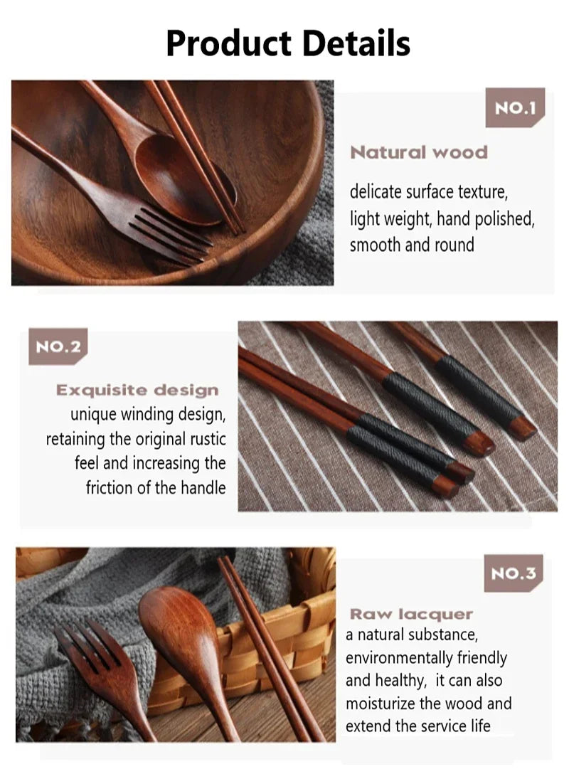 Spoon Fork Chopsticks Portable Cutlery Wooden Cutlery Set Travel Eco-friendly Cutlery Set Gifts Utensils for Kitchen Sets Dining