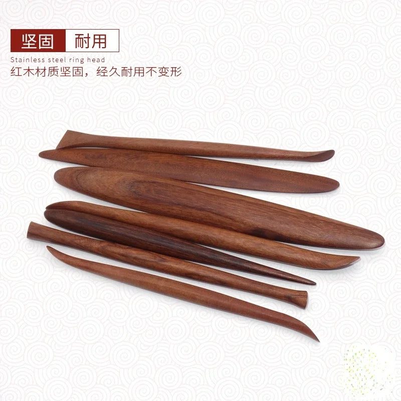 7-piece Set of Polishing Pen Mahogany Carving Tools DIY Soft Pottery Clay Pottery Modeling Carving Details Clay Shaping Knife