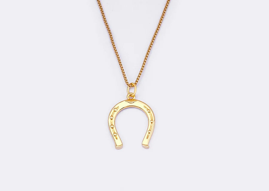 Nidin Ins Popular Fashion Classic Horseshoe Pendant Necklace Lucky Cute U Shaped Women Wedding Collier Gift Special Jewelry