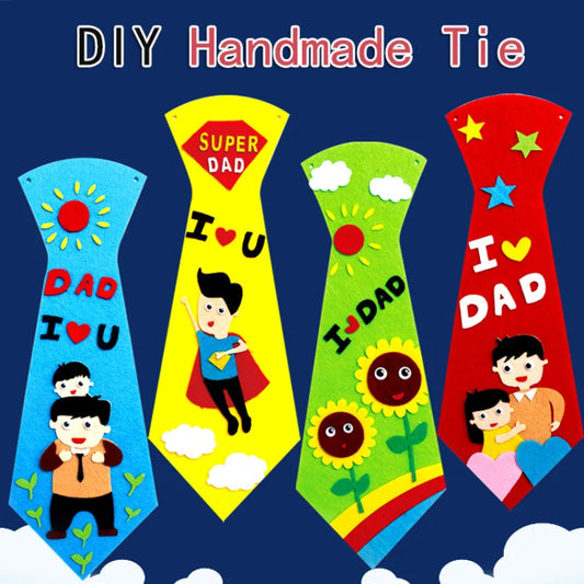 Kids DIY Ties Crafts Kindergarten Children Handmade Tie Educational Toys Fathers Day Birthday Gifts children Non Woven Clothing