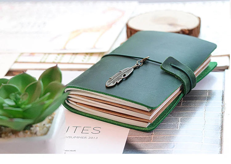 Genuine Leather Journal Traveler's Notebook Retro Handmade Diary Portable Sketchbook Cowhide Gift Planner Provide Engraved Logo