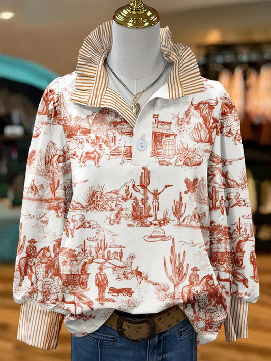 Classic Western Cowboy Cactus Print Shirt