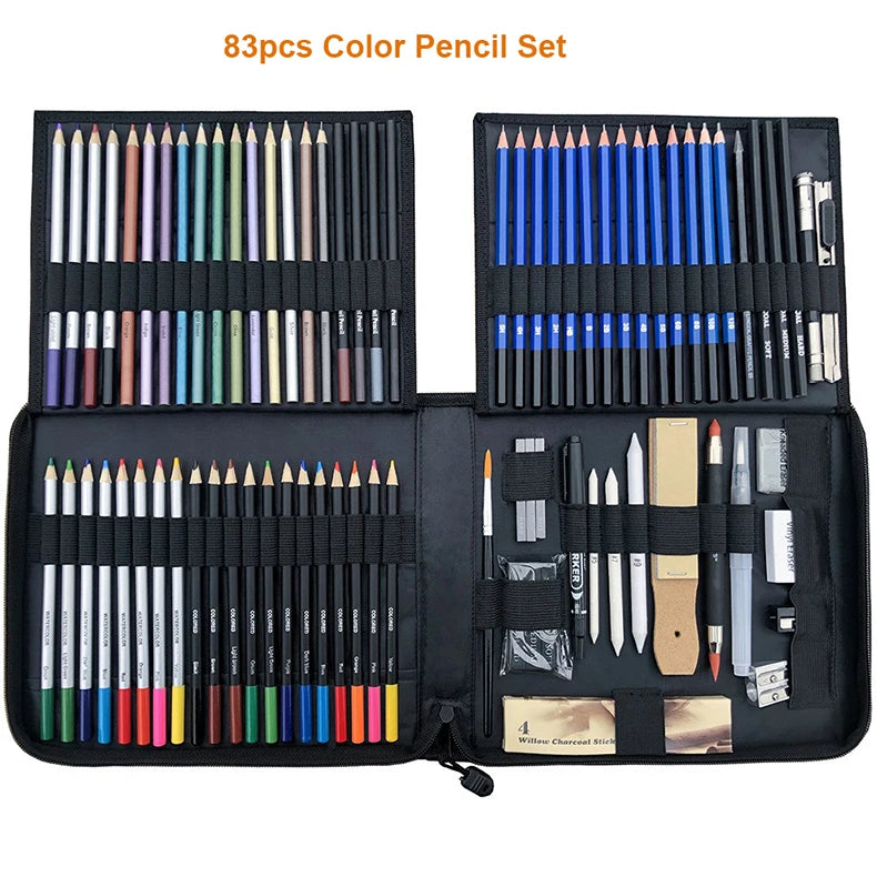 Sketching Pencil Set 70/83pcs Professional Drawing Kit Ideal for Drawing Blending Shading Artist Supplies for Kids Teens Adults