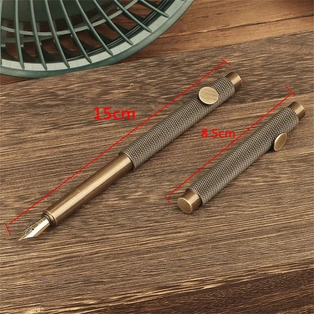 Retro EF/F/Bent Metal Stationery Brass Fountain Pen Fountain Pen Writing Pen Mini Ink Pen Business Signature Pen Portable