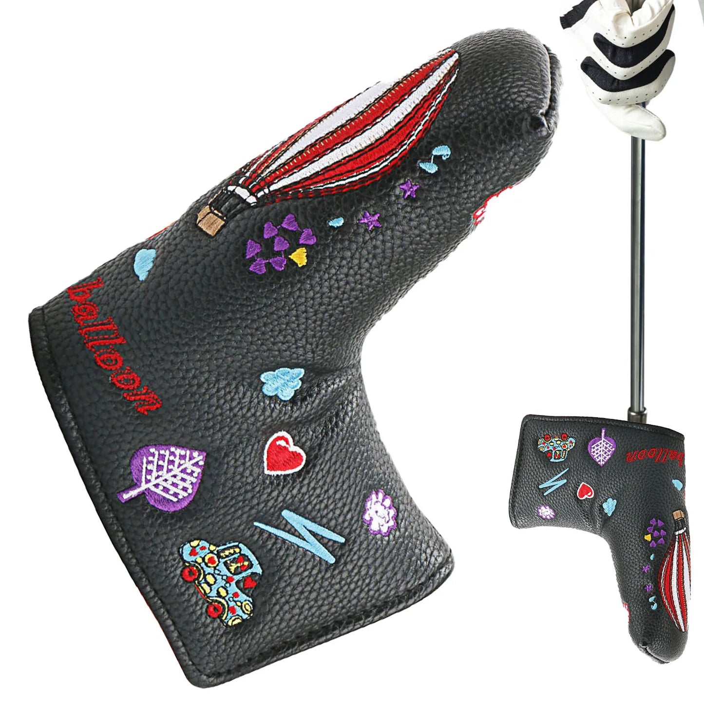 Magnetic PU Leather Golf Putter Headcover Reusable Iron Protector Short Eye-Catching Club Head Covers for Golf Accessories Valentines Gift