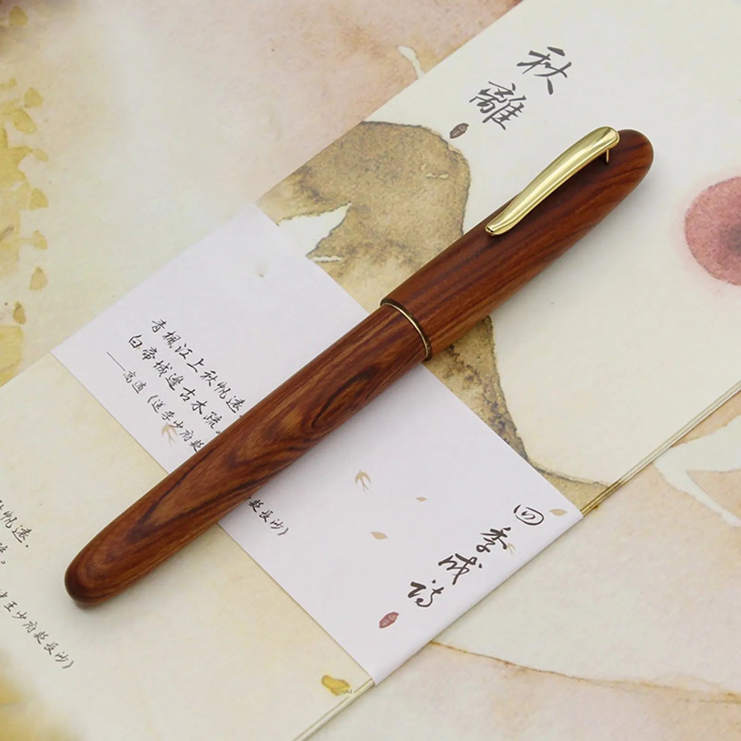 New Retro Chinese Style Handmade Brass Sandalwood Solid Wood Pen with German F nib Calligraphy Student Gifts