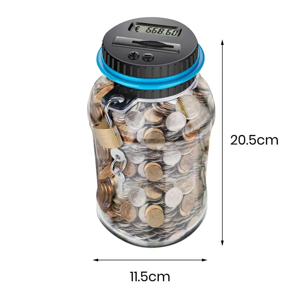 Money Box With Lock LCD Digital Counter 2.5 L Capacity Clear Plastic Safe Coins Saving Pot Piggy Bank Christmas Home Supplies