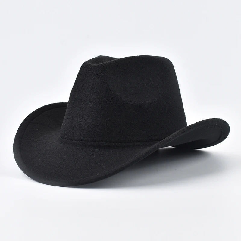 Unisex Western Cowboy Hat Vintage Roll Brim Felt Hat Suitable for Daily Casual Wear, Western Cowboy Party, Bar Cowboy