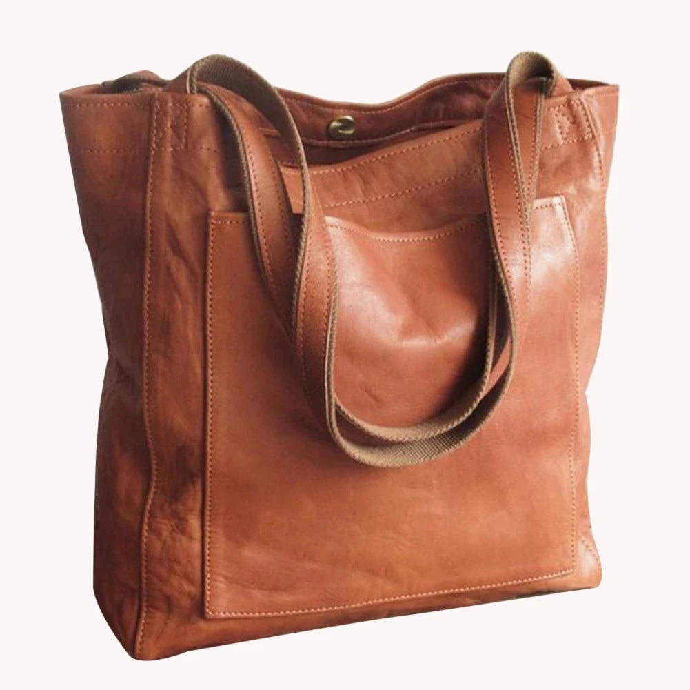 Retro Soft Large Capacity Tote Women Handbags Solid Color Leather Shoulder Bag Luxury Designer Messenger Bags Ladies Shopper Bag