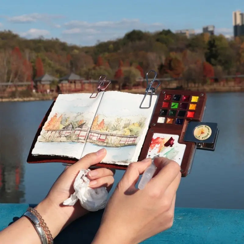 Watercolor Travel Set Handmade Book Art Student Outdoor Sketching Painting Children's Hand-painted Graffiti Portable Paint Box