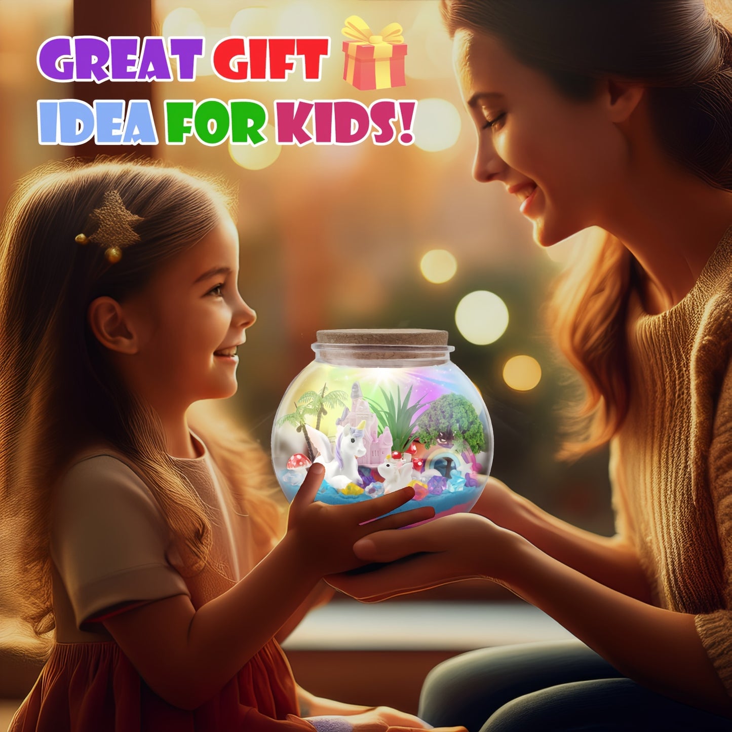 MYDOVA Unicorn Terrarium Crafts Kit for Youngsters - Unicorn Birthday Gifts Toys with LED Night Light & Remote Control DIY Unicorns Toys Arts And Crafts Kit for Youngsters Girls Ages 6-8 8-1 Old