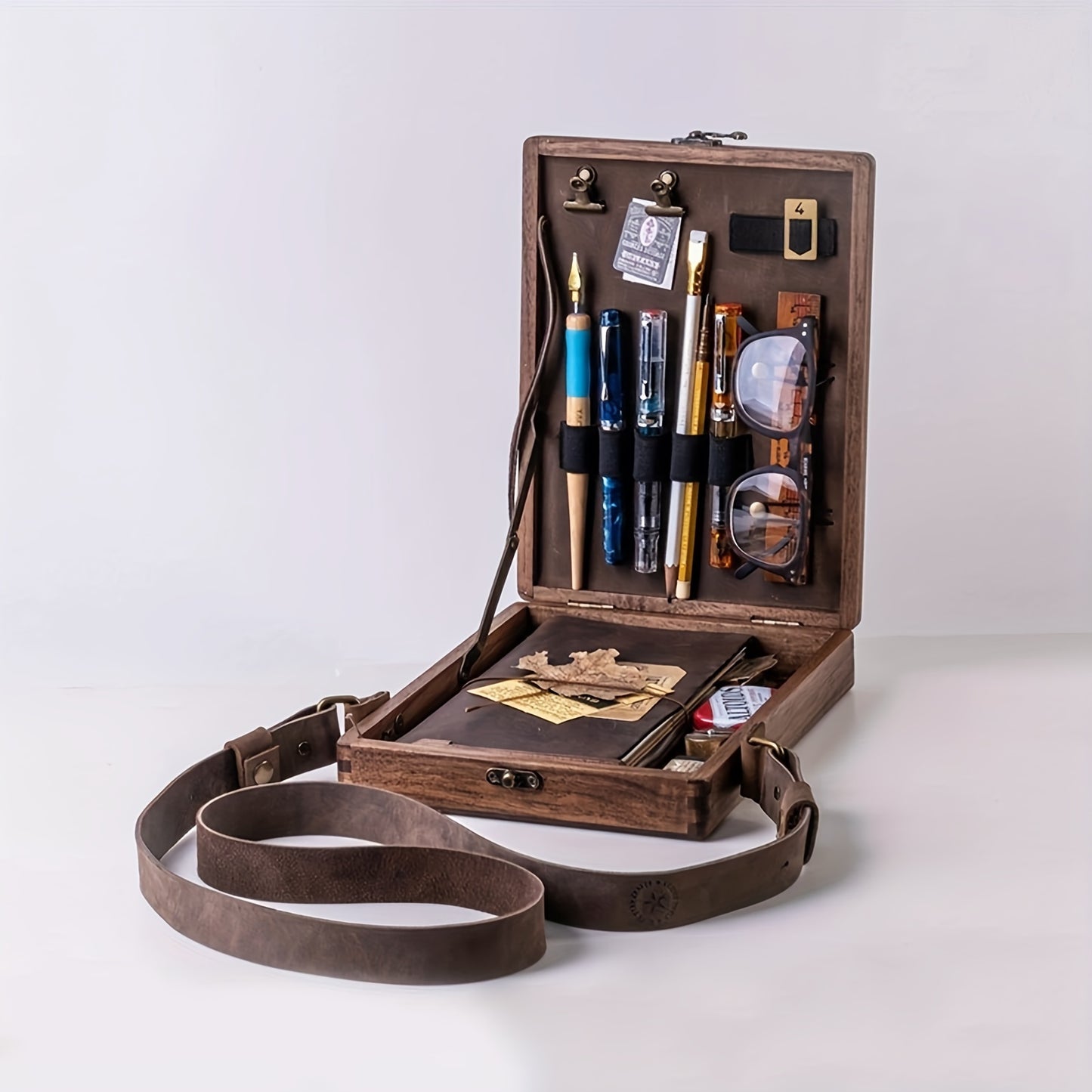 Retro Nostalgic Writers Wood Box Bags Women's Wood Messenger Bags Outdoor Sketch Bags Tool Storage With Lid Souvenir Box Bags