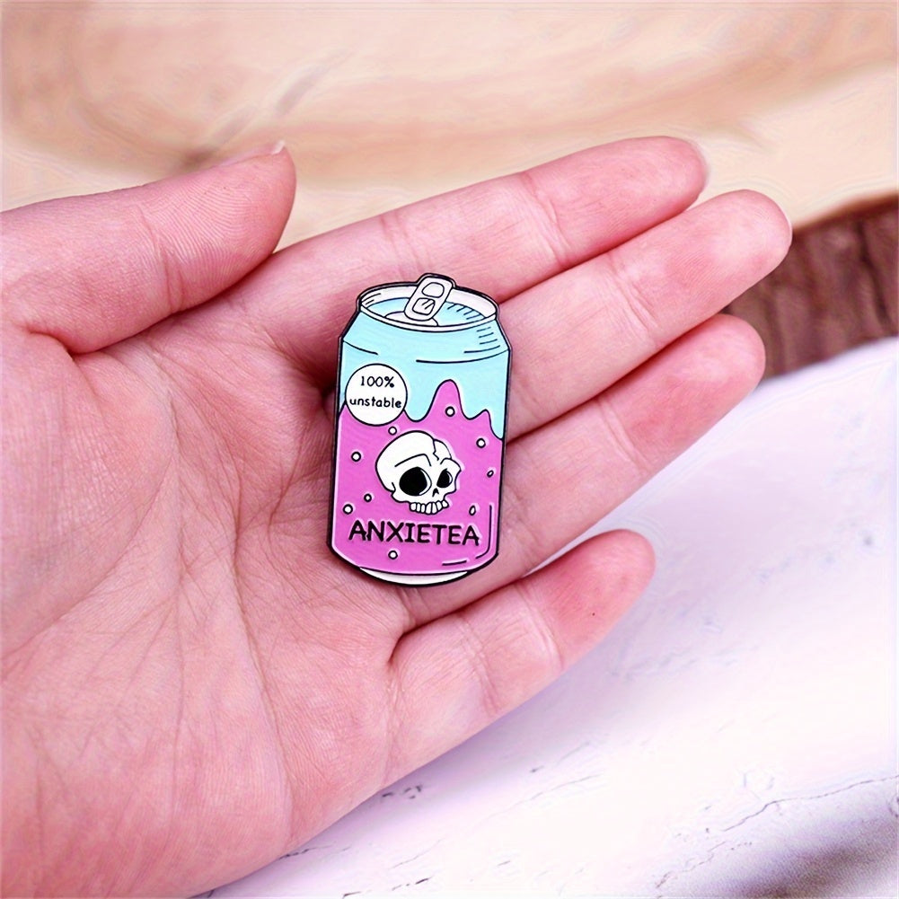 Anxiety Tea Enamel Pin Anxiety Pun Badge Skull Tea Badge Tea Lovers Jewelry Gifts