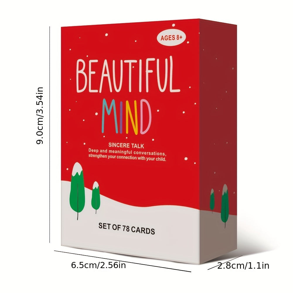 Beautiful Mind Sincere Talk Conversation Card Game - 78-Card Deck for Meaningful Parent-Child Discussion, Card Stock Material, Ideal for Age 8 to 12 - Educational Family Party Game, Perfect Gift for Holidays