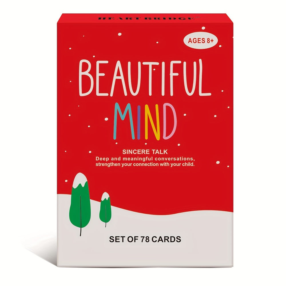 Beautiful Mind Sincere Talk Conversation Card Game - 78-Card Deck for Meaningful Parent-Child Discussion, Card Stock Material, Ideal for Age 8 to 12 - Educational Family Party Game, Perfect Gift for Holidays