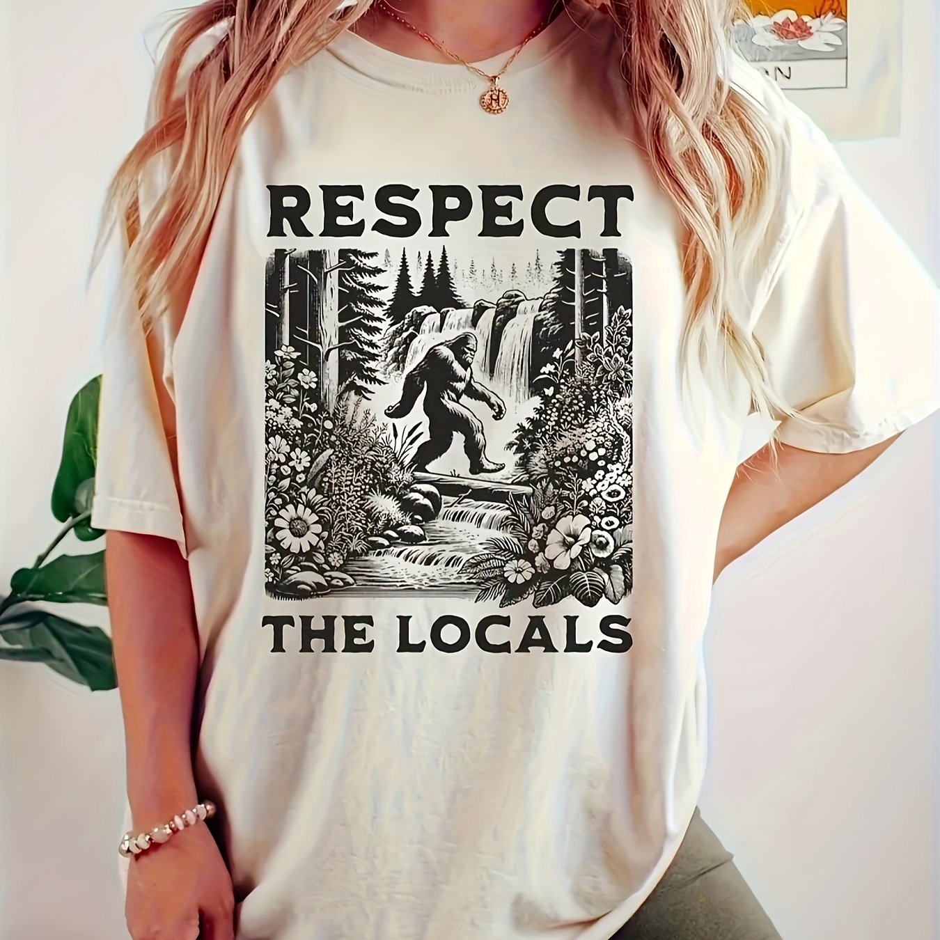 Respect The Locals- Gorilla - Printed Round Neck T-shirt - Casual Everyday Everything - Soft And Comfortable - Women's Top