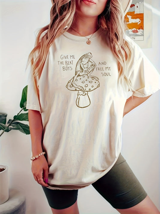 Mushroom-T-shirt-casual Everyday Joker-soft And Comfortable-women's Top